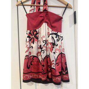 bebe Medium Silk Halter Floral  Top Y2K Pink Babydoll Downtowngirll Dollcore 00s